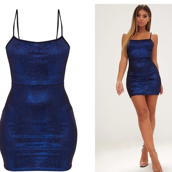 Blue glitter bodycon dress Clearance